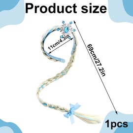 BOULESENM Girls Headband Braid, Girls Wigs Hairpiece, Blue Braid Band, Girls Braided Long Hair Wig Braids for Girls, Hair Accessories for Party, Cosplay Costume