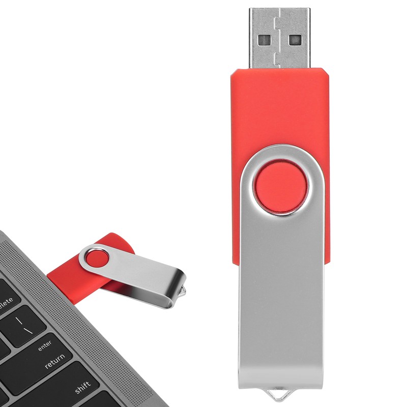 USB Flash Drive Candy Red Rotatable Portable Storage Memory Stick