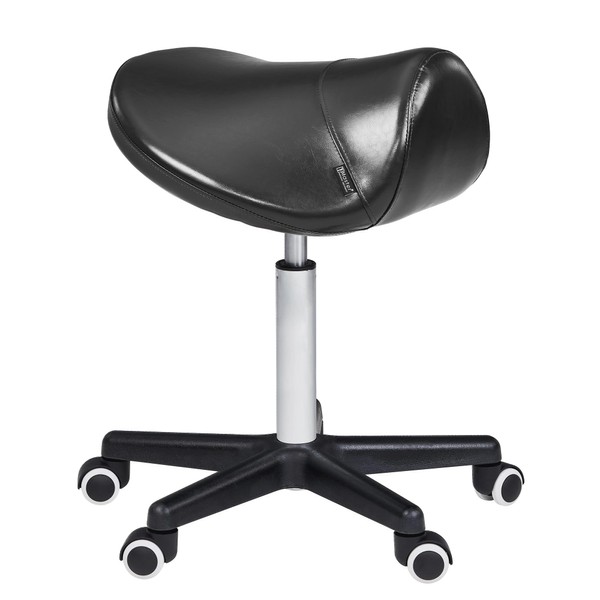 Master Massage Ergonomic Saddle Chair-Saddle Stool- Hydraulic Swivel Rolling Chair-Salon Clinical Tattoo Dentist Clinic Stool, Spas, Salons Stools, Workshop Office-Black