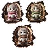 Coffee Lover Cat Wall Hole Decal Wall Sticker with 3D