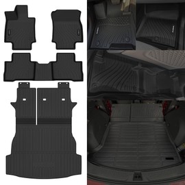 Naibeve Floor Mats for 2019-2024 2025 Toyota RAV4 Hybrid - All Weather for Toyota RAV4 Floor Mats Liners 2 Row & Cargo Liner & Seats Back Cover(Floor Liner+Backrest Mats+Trunk Mat)