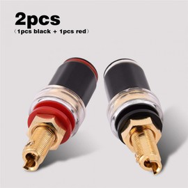 Goshyda 2 Pcs Black & Red 65mm Free Welding Connector for 4mm Banana Plug Flat Terminal or Bare Wire Suitable for Speaker