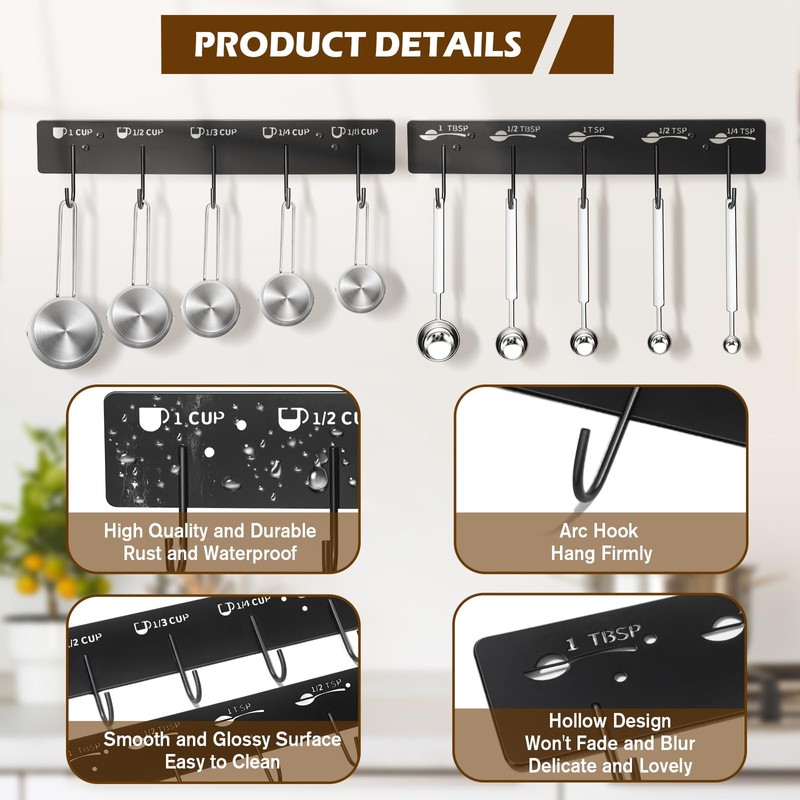ProtectHobby 2 Pack Measuring Cups and Spoons Hanging Rack, Measuring
