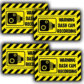 4 Pack - Warning Dash Cam Recording Stickers - Car Taxi Cab Vinyl Decals - Window Sticker