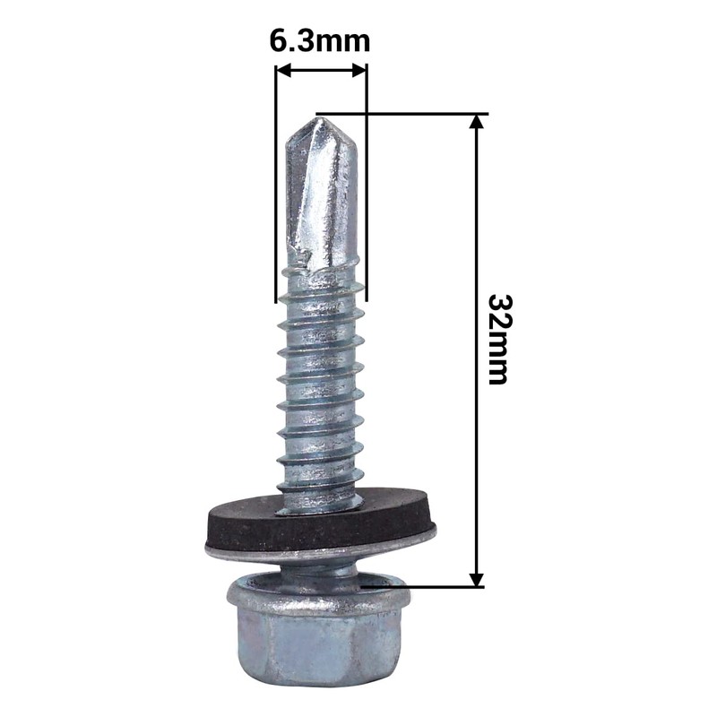 SKIR'CO (Pack of 30) Zinc Plated Roofing Screws 6.3 x