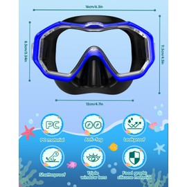 W WSTOO Kids Swim Goggles with Nose Cover,Snorkel Diving Swimming Mask for Youth 5-15,HD 3-Window Wide Vision Anti-Shattered Lens Anti-Fog&Leak