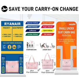 Travel Bag, Women’s Sports Bag, 40 x 20 x 25 cm, Ryanair Hand Luggage, Weekender Bag, Swimming Bag, Waterproof Travel Bag, Duffle Bag, Fitness Bag, Training Bag, for Trips and Gym, D3 pink, travel bag