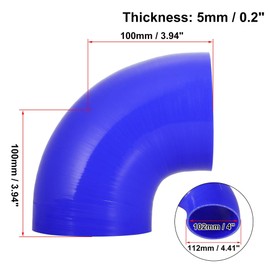 102mm 4 ID 90 Degree Hose Elbow Silicone Reducer Hose turbo Silicone Hose Coupler Intercooler Tube Blue for Car Intercooler Intake Piping