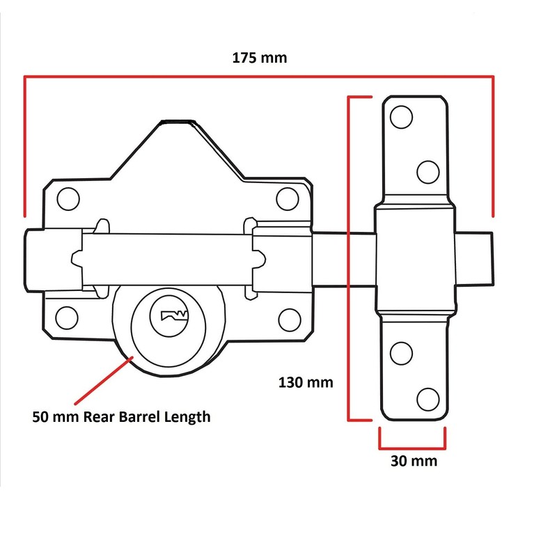 Haven Heritage ® 50mm Long Throw Gate Lock + Handle