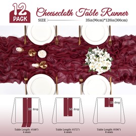 12 Pack Cheesecloth Table Runner 35 x 120 inch Cheese Cloth Wedding Table Runner Rustic Boho Gauze Table Runner Romantic Sheer Table Decoration for Wedding Party Bridal Shower (Terracotta)