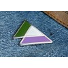 Applicable Pun Genderqueer Flag Triangles Lavender White and Green Enamel