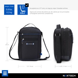 NEXTECH NXT008 Boarding Bag — Airplane Personal Item with Zippered RFID Anti-Theft Pockets, Integrated Organizer, Carry Handle & Adjustable Shoulder Strap – Black