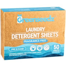 Free & Clear Unscented Laundry Detergent Sheets, Up to 100 Loads, Biodegradable, Non-Toxic, Plastic-Free Packaging, Safe for All Machines