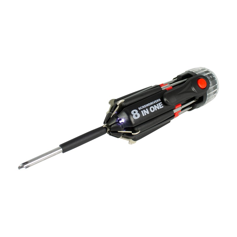 Tool Tech 53390 8-in-1 Screwdriver Multi-Tool with Torch