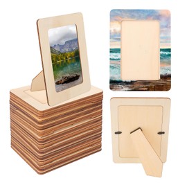 Geytetqi 36 Pack Unfinished Wooden Picture Frames Set with 4x6 inch Photos, Wooden Frames for Crafts, Standing Postcard & Photos Picture Frame Set –Suitable for Crafts DIY, Souvenir Decoration