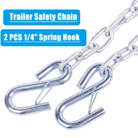 Tnyeobae 54" Trailer Safety Chain with 2pcs 1/4" Spring Hook, Grade-30 Metal Safety Chain Kit 5000 lbs(Pack of 2)