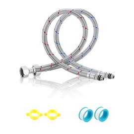 GUOYOU Set of 2 Tap Extension 80 cm G3/8 x M10 Connection Hose Fitting Braided Stainless Steel Reinforced Hose Flex Hose Extension Tap Hose Kitchen Tap Hose