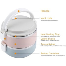 VLNET 2100 Stainless Steel Portable Stainless Steel Food Storage Container 2100ml/1400ml