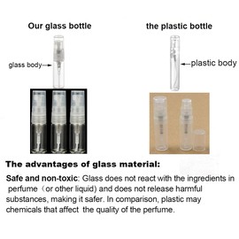 Elfenstal- 10pcs Mini Clear 3ml 1/6OZ Atomizer Fine Mist Empty Glass Bottle Spray Refillable Fragrance Perfume Scent Sample Bottle 1pc Clean Cloth for Travel Party Makeup Tool 2pcs Free 3ml Pipette