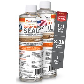 WiseBond Quick Set Seal 1-Quart Kit, Epoxy Resin Seal Wood Live Edges, Fill Cracks, Prevent Air Bubbles, Fast Curing DIY Sealer for Countertop Surfaces, Bar Top, River Table