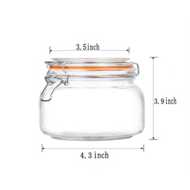 Encheng 16 oz Glass Jars With Airtight Lids And Leak Proof Rubber Gasket,Wide Mouth Mason Jars With Hinged Lids For Kitchen,Glass Storage Containers 6 Pack