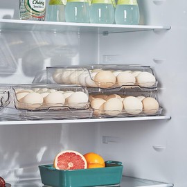 Generic Egg Container for Refrigerator, Egg Holder for Fridge, Stackable Egg Storage Container, Egg Fresh Storage Box for Fridge, 2Layers Egg Tray, Clear Egg Organizer, Transparent