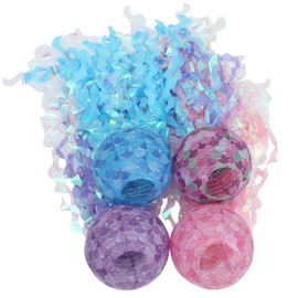 GRIRIW 4pcs Solar Jellyfish Paper Lanterns Ocean Decorations Paper Lanterns Jellyfish