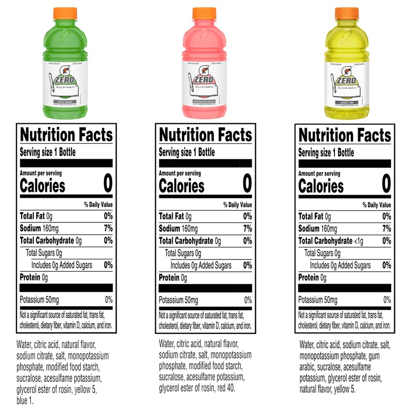 Gatorade Zero Kids Variety Pack, (Apple, Watermelon, Lemon Lime), 12