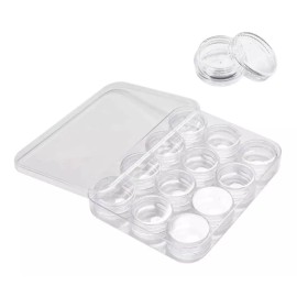 Nail Container Contenedor C/12 Envases Para Poner Decoración Y Arte De Uñas