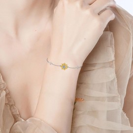 CUPENDA Sterling Silver Sunflower Spinner Bracelet
