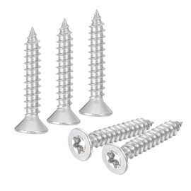 uxcell 60Pcs Flat Head Torx Screws, M4 x 25mm 304 Stainless Steel Countersunk Self Tapping Anti-Theft Wood Screws Tamper Resistant Screws Fit T20 Bit for Wood, Fence, Decking (Silver)