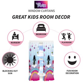 Franco Kids Window Curtain Panels Drapes Set, 82 in x 63 in, Trolls World Tour
