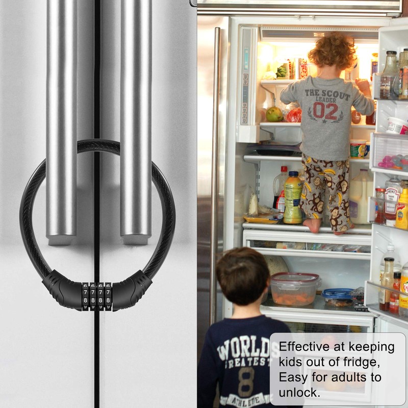 Rofio Refrigerator Lock, Upgraded 4 Digit Fridge Lock for French-door