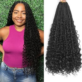 24 Inch Goddess Box Braids Crochet Hair Boho Box Braid Pre-looped Boho Crochet Braids With Culy End for Woman