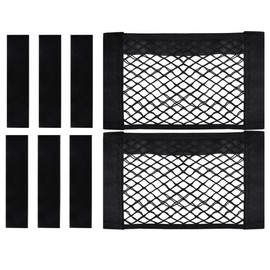 HONZUEN Pack of 2 Mesh Bag Boot Car, Car Luggage Net Organiser Boot Net Storage, Velcro Net Boot Storage Net for Car, SUV (28 x 45 cm)