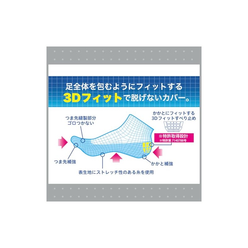 Fukusuke Fun 3362Q75M Women's 3D Fit, Shallow Shoes, Footcover, Socks,