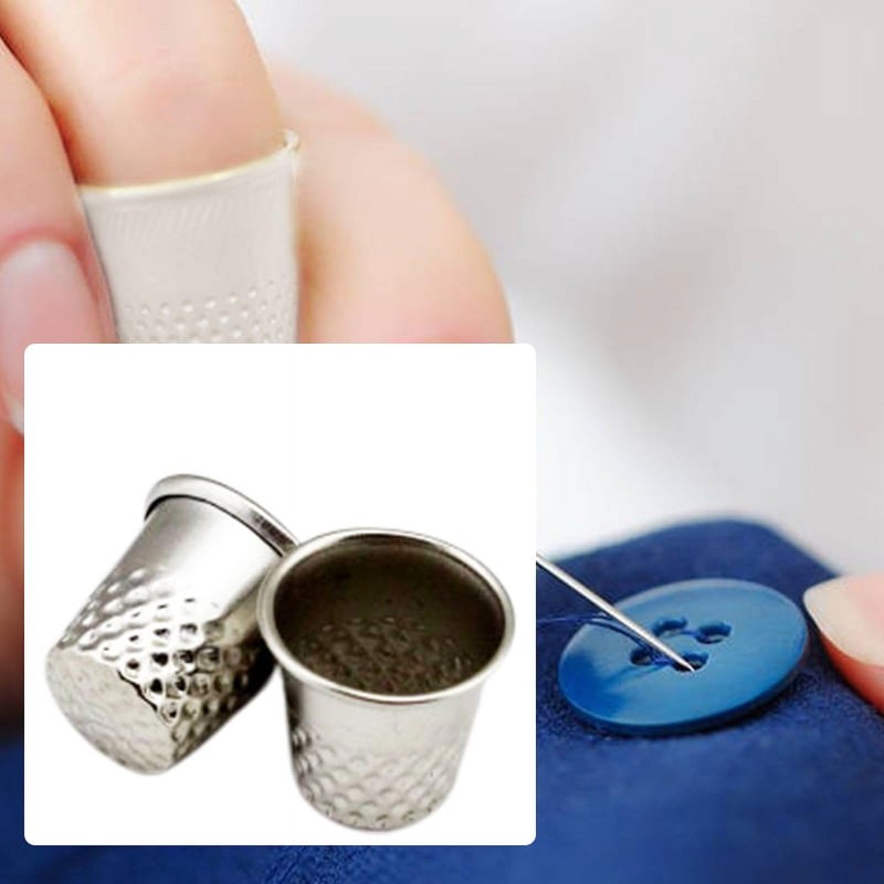 3Pcs Gray Thimbles Tailor Sewing Tool Silver Metal Grip Finger