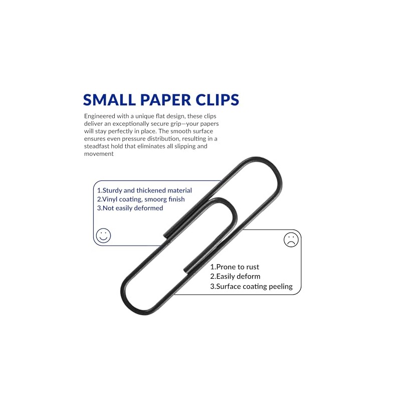 Clips de papel pequeos, 2,8 cm, 200 clips de papel