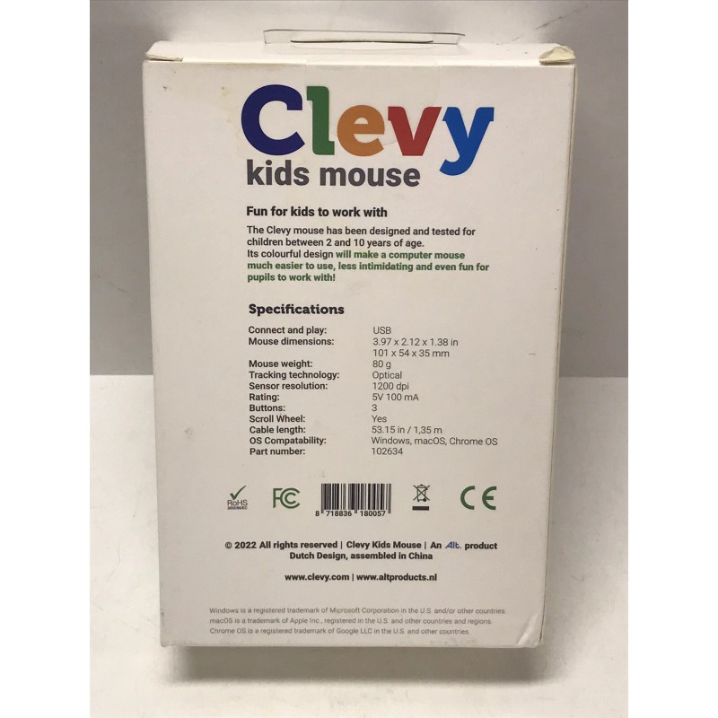 Clevy Kids Mouse - Colorful Ergonomic USB Computer and Laptop