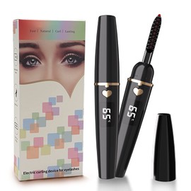 EYECURL Heated Eyelash Curler, Heated Lash Curler, Portable USB C Rechargeable Eyelash Curler 24H Long Lasting Intelligent Power Off Electric Eyelash Curler with Eyelash Comb for Makeup - Black