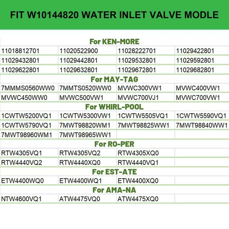 PMIIO WPW10144820 W10144820 Washer Water Inlet Valve Compatible with Whirl-pool