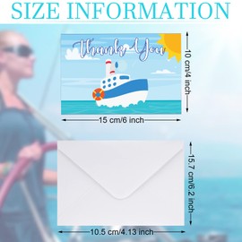 Epakh 12 Pack Cruise Thank You Cards with Envelopes, Nautical Theme, Multicolor, 10 x 15 cm, Suitable for Birthday, Wedding, Graduation, Thank You