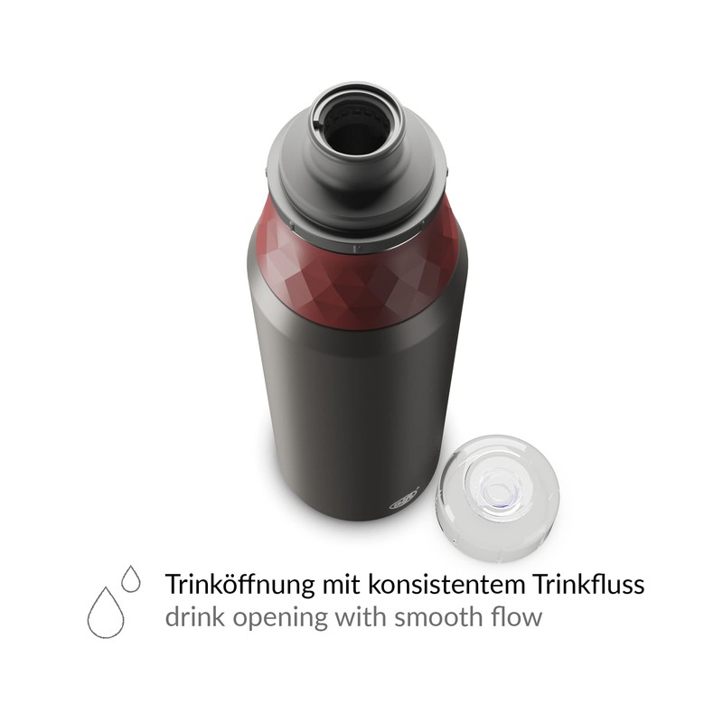 alfi Endless Bottle 900 ml, Medium Red, Lightweight Stainless Steel