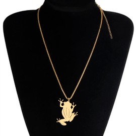 RAIDIN 18K Gold Silver Plated Stainless Steel Cute Animal Frog Pendant Necklace Minimalist Jewellery Gifts for Women Girls Children, Stainless Steel, No Gemstone