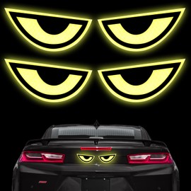 2 Pair Devil Eye Reflective Stickers, Warning Safety Reflective Sticker, Mailbox Reflectors, Reflective Stickers for Clothing, Helmet, Bike, Car Eyes (Yellow)