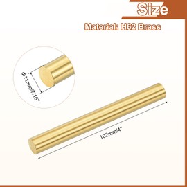 uxcell 1 Pcs 7/16"(11mm) Dia Brass Solid Round Rod, 4"(102mm) Length H62 Brass Lathe Bar Stock Round Brass Rod for DIY Crafts Industry Construction