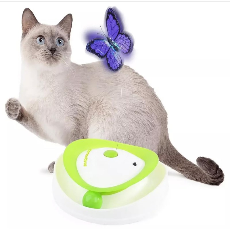 2-in-1 Auto Interactive Cat Toy, Fluttering Butterfly & Rolling Track