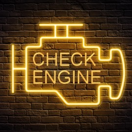 Kavaas Check Engine Neon Sign, LED Garage Sign for Car Room Decor | Check Engine Light Neon Sign for Garage Decor, Auto Repair Workshop, Man Cave - Best Gifts for Dad, Car Enthusiast (Golden Yellow)