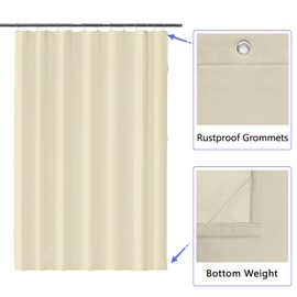 LLSCL Beige Yellow Fabric Shower Curtain Liner with Magnets, Waterproof Hotel Quality, 72 x 72 Machine Washable