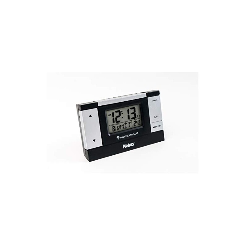 Mebus 51059 Alarm Clock LCD Display, Black, Silver